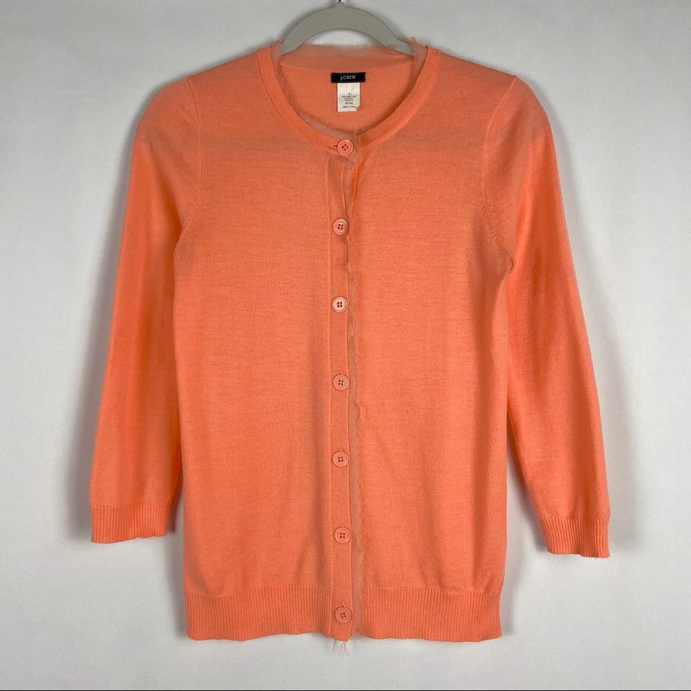 🍀J. Crew 100% Merino Wool Chiffon-Trim Cardigan